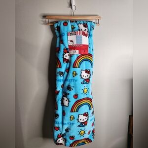 Hello Kitty Blue Plush Rainbow Throw Blanket